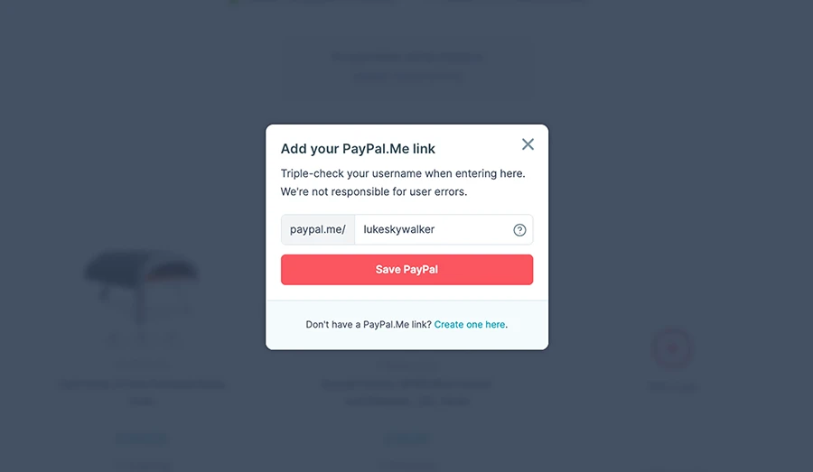 add your paypal link in Marriage Gift List